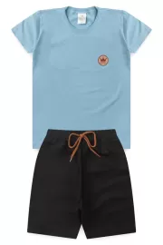 Conjunto Infantil Vero Masculino Plaquinha MK Coroa - Azul