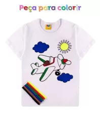 Camiseta para colorir Aviao Branco