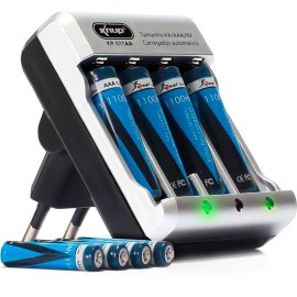 CARREGADOR DE PILHAS BIVOLT AA OU AAA 9VDC KNUP - KP-511AA