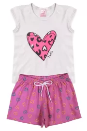 Conjunto Infantil Vero Feminino Corao - Branco