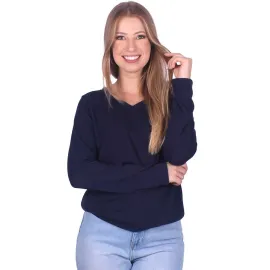Lzinha Feminina Gola V - Marinho