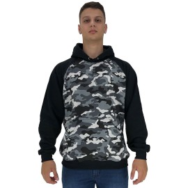 Blusa Moletom Masculino MXD Conceito Com Touca Camuflado Cinza e Branco P