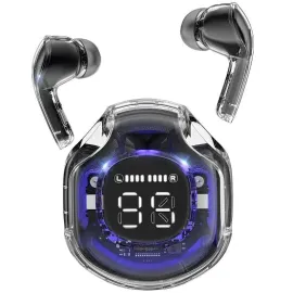 Fone de Ouvido Bluetooth 5.3 Intra Aurricular Transparente com Display - ST-159A